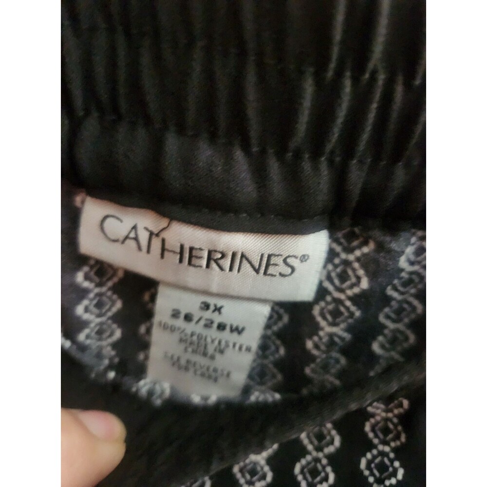 Catherines Flowy Pull On Pants Floral Leg Hems Wide Leg Size 3X NWT - Picture 3 of 6